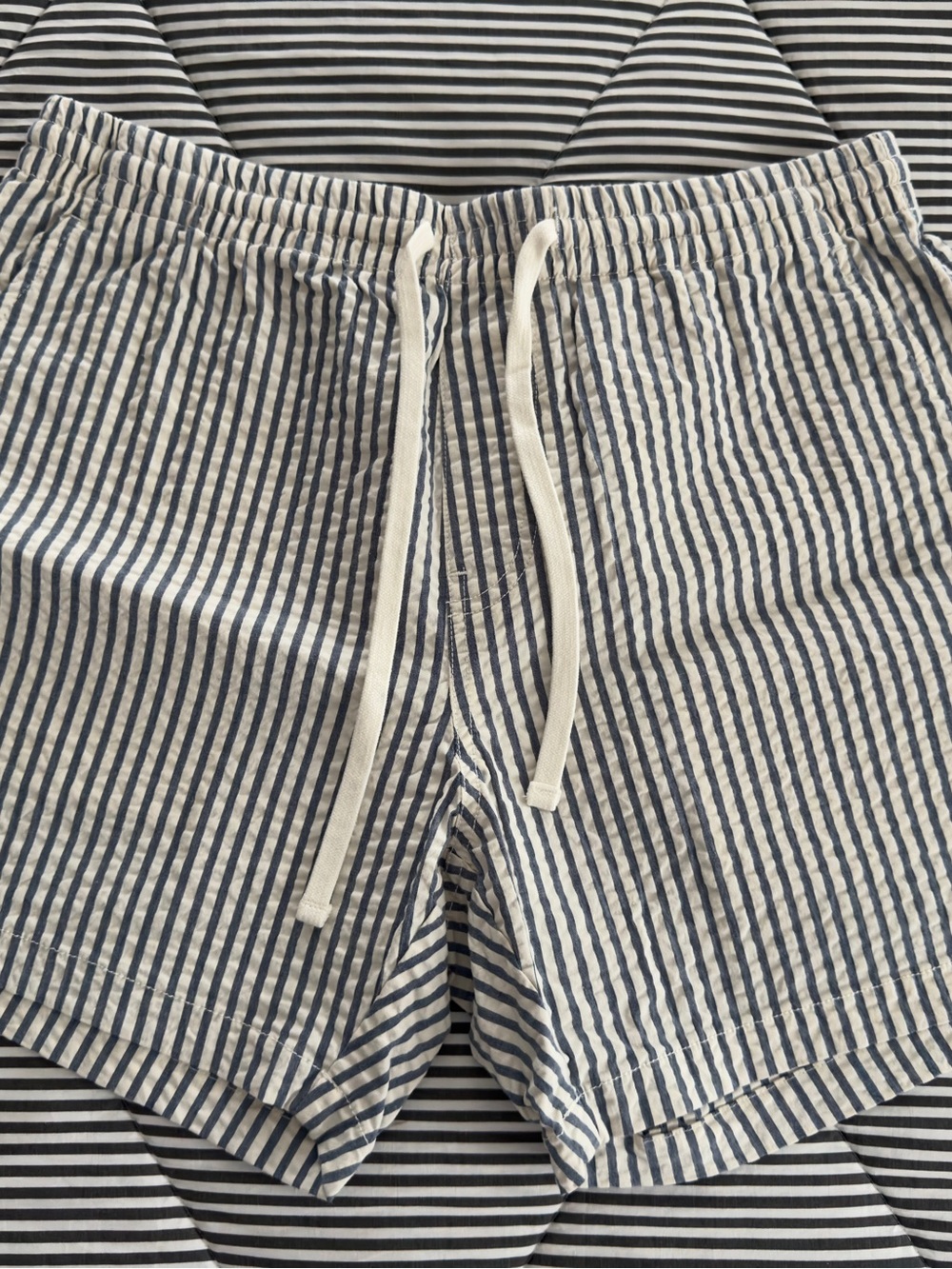 Todd Snyder Navy and White Seersucker Drawstring Shorts